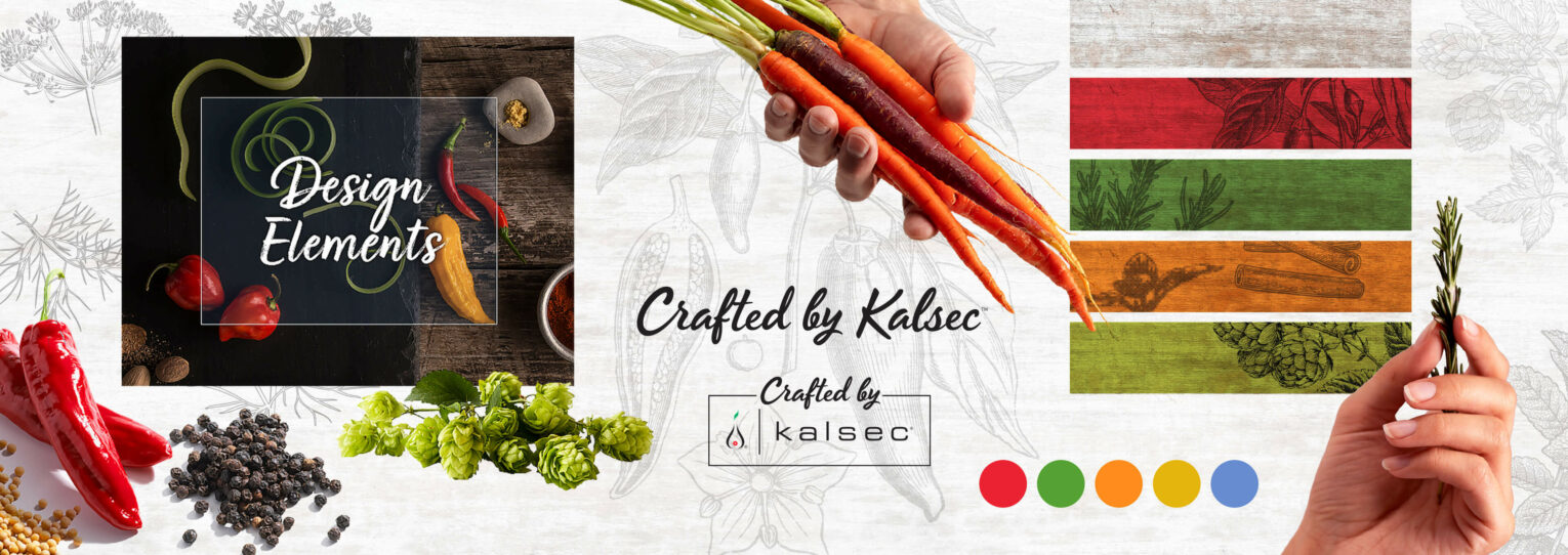 collage of Kalsec brand design elements
