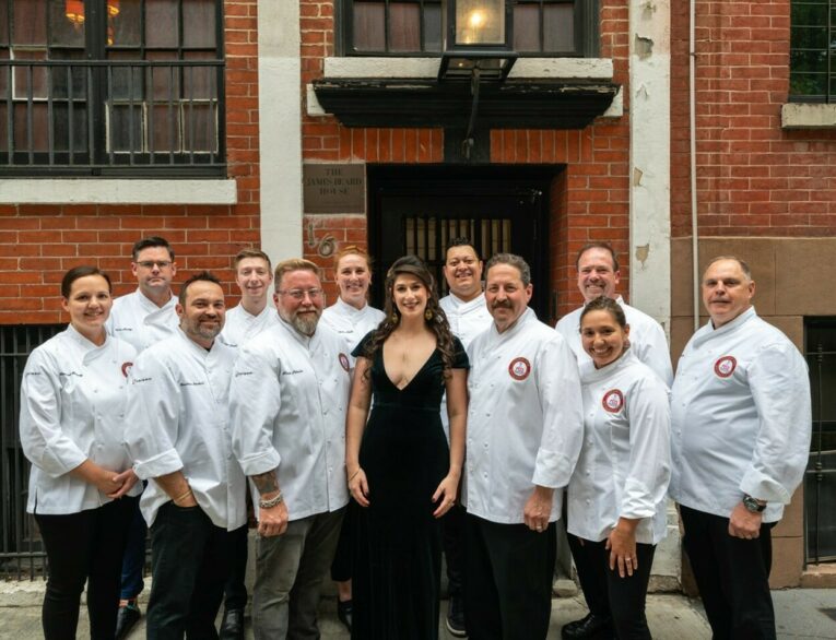 Jessica Goldstein with the research chefs and culinary science members. Photo credit: Mark Cartier