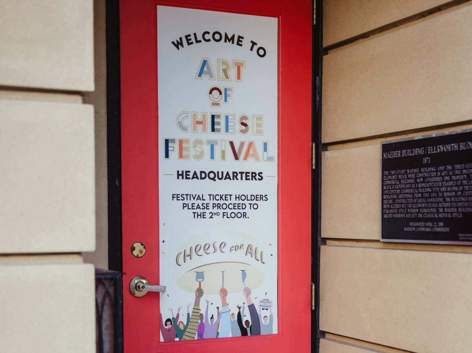 Door at Art of Cheese Festival Headquarters