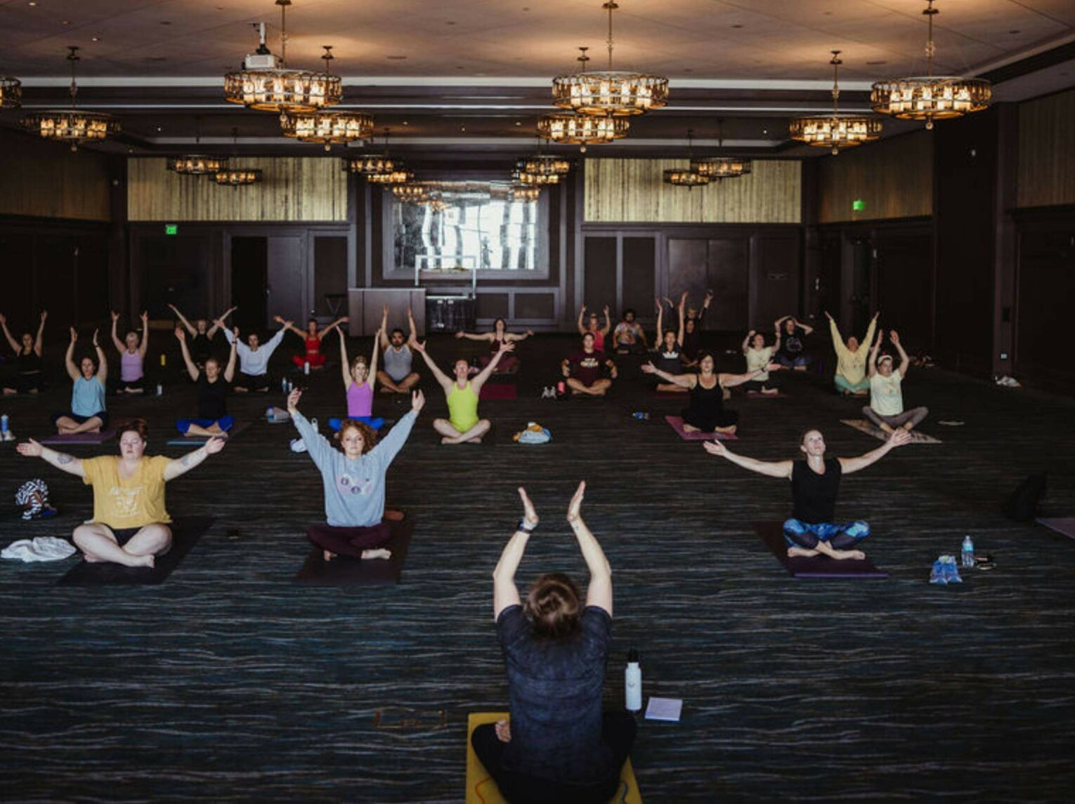 Attendees at Swiss Salutations Yoga